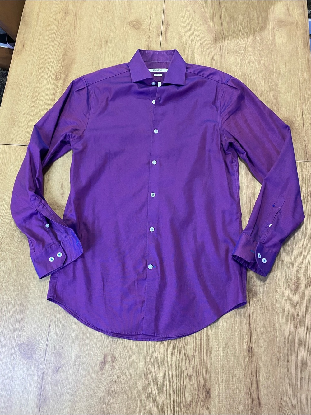 Perry Ellis Purple Men's Long-Sleeve Dress Shirt